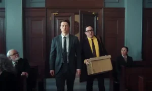 Milo Callaghan and P.J. Byrne in The Rainmaker